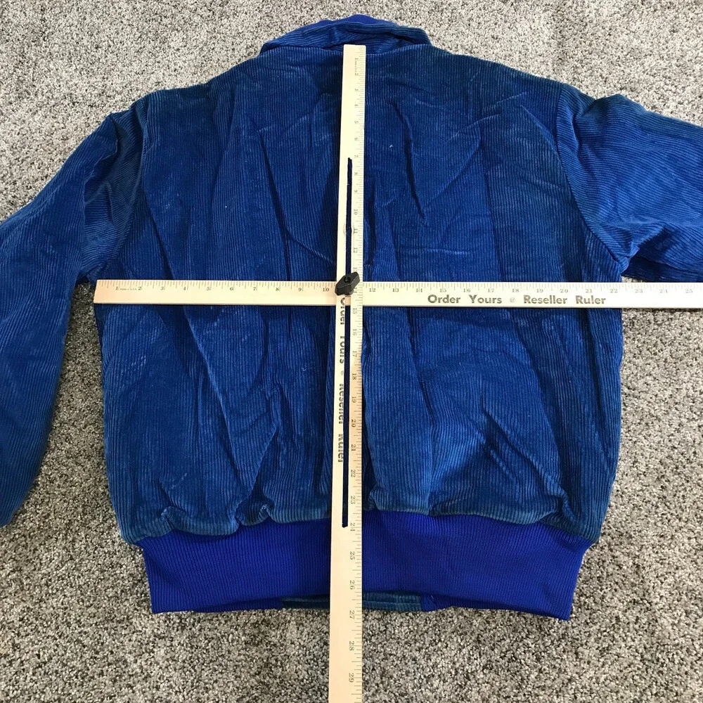 Vintage DeLong Corduroy Varsity Jacket Mens Large Royal Blue Snaps Lined - Picture 6 of 8
